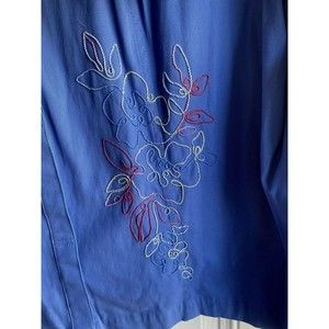 NWT Koret Woman Blue Jacket Embroidered Floral 3X MRP $62